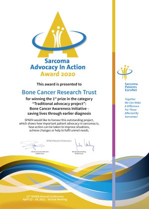 SPAEN 2021 Advocay Award 2020 RZ Bone Cancer Research Trust